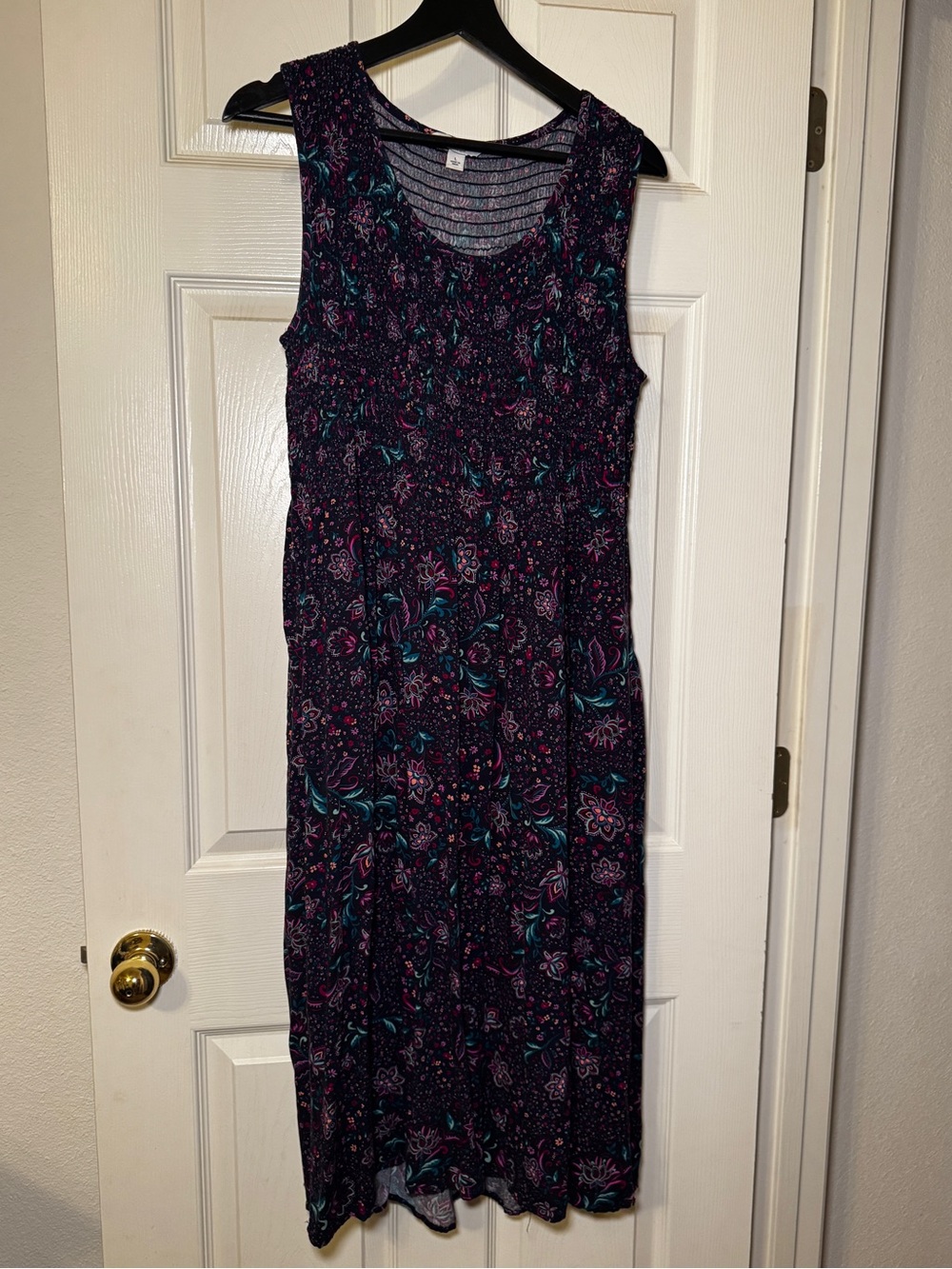 Croft & Barrow | Boho Floral Smocked Sleeveless Midi Dress Size L